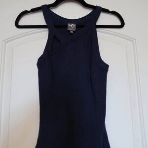 Anthropologie Navy Tank Top, Ribbed with cute detail, Sz Petite